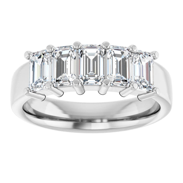 Platinum Emerald Lab-Grown Diamond Shared-Prong Five-Stone Anniversary Band – 1 3/4–3 1/4 CTW - view 3