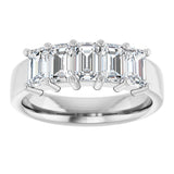 14K Gold Emerald Lab-Grown Diamond Shared-Prong Five-Stone Anniversary Band – 1 3/4–3 1/4 CTW - White Gold - view 3