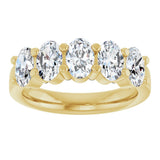 14K Gold Oval Natural Diamond Shared-Prong Five-Stone Anniversary Band – 1 7/8 CTW - Yellow Gold - view 3