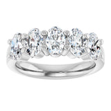 Platinum Oval Lab-Grown Diamond Shared-Prong Five-Stone Anniversary Band – 6x4 mm Stones - view 3