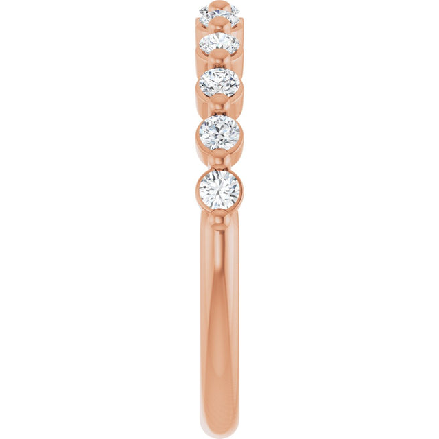 10K Gold Round Lab-Grown Diamond Shared-Prong Anniversary Band – 1/5–5/8 CTW - Rose Gold - view 4