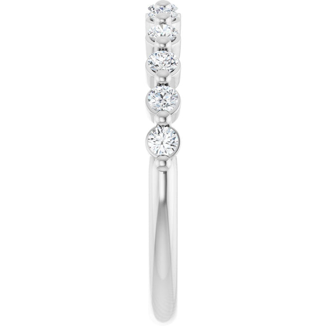 14K Gold Round Lab-Grown Diamond Shared-Prong Anniversary Band – 2.25 mm Stones - White Gold - view 4