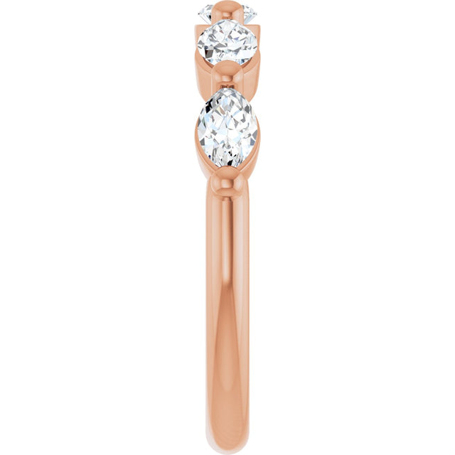 14K Gold Marquise Natural Diamond Shared-Prong Anniversary Band – 1 CTW - Rose Gold - view 4