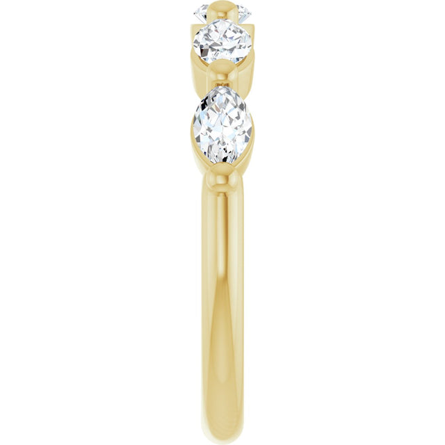 14K Gold Marquise Natural Diamond Shared-Prong Anniversary Band – 1 CTW - Yellow Gold - view 4