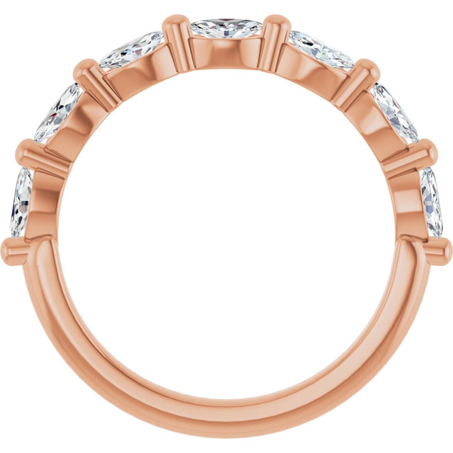 14K Gold Marquise Lab-Grown Diamond Shared-Prong Anniversary Band – 1/4–3/4 CTW - Rose Gold - view 2