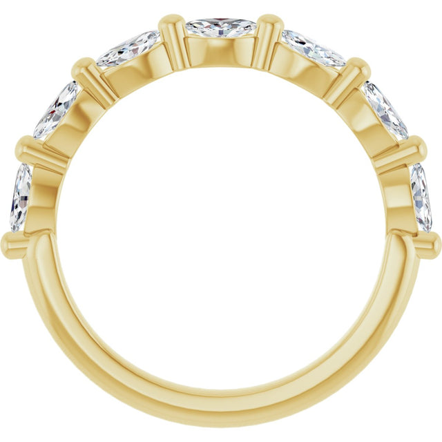 14K Gold Marquise Lab-Grown Diamond Shared-Prong Anniversary Band – 1/4–3/4 CTW - Yellow Gold - view 2