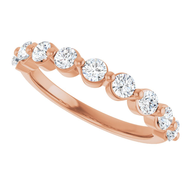 10K Gold Round Lab-Grown Diamond Shared-Prong Anniversary Band – 1/5–5/8 CTW - Rose Gold - view 5
