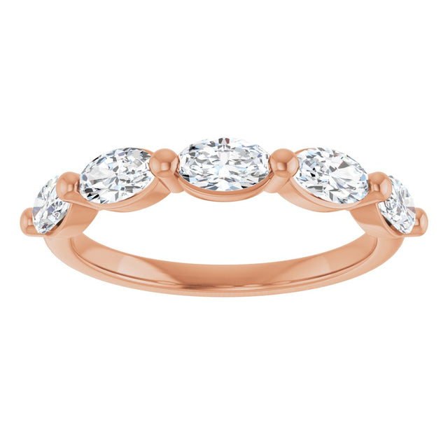 10K Gold Oval Lab-Grown Diamond Shared-Prong Anniversary Band – 9/10–2 CTW - Rose Gold - view 3