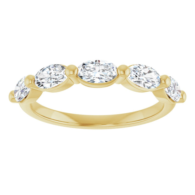 10K Gold Oval Lab-Grown Diamond Shared-Prong Anniversary Band – 9/10–2 CTW - Yellow Gold - view 3