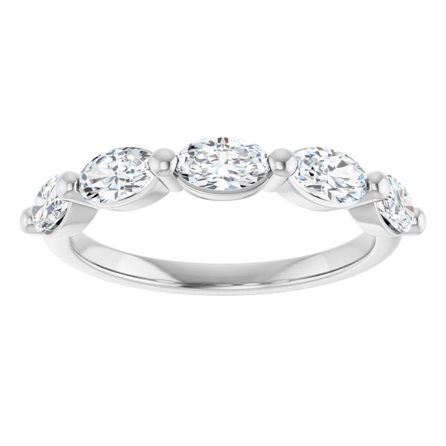 10K Gold Oval Lab-Grown Diamond Shared-Prong Anniversary Band – 9/10–2 CTW - White Gold - view 3