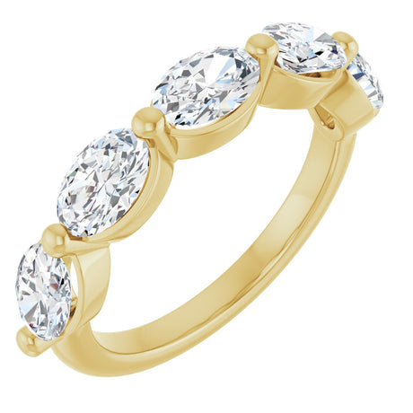 10K Gold Oval Lab-Grown Diamond Shared-Prong Anniversary Band – 9/10–2 CTW - Yellow Gold