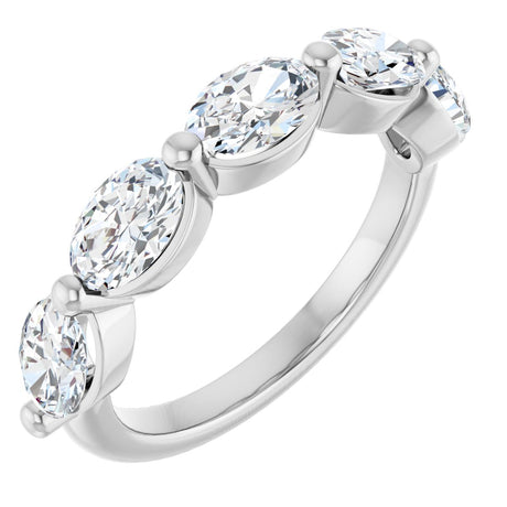 10K Gold Oval Lab-Grown Diamond Shared-Prong Anniversary Band – 9/10–2 CTW - White Gold