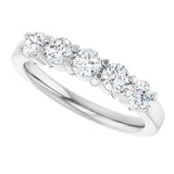 14K Gold Round Lab-Grown Diamond Shared-Prong Five-Stone Anniversary Band – 3.5 mm Stones - White Gold - view 5