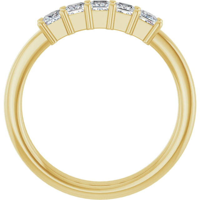 14K Gold Square Lab-Grown Diamond Shared-Prong Five-Stone Anniversary Band – 1/2–1 3/8 CTW - Yellow Gold - view 2