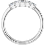 14K Gold Square Lab-Grown Diamond Shared-Prong Five-Stone Anniversary Band – 1/2–1 3/8 CTW - White Gold - view 2