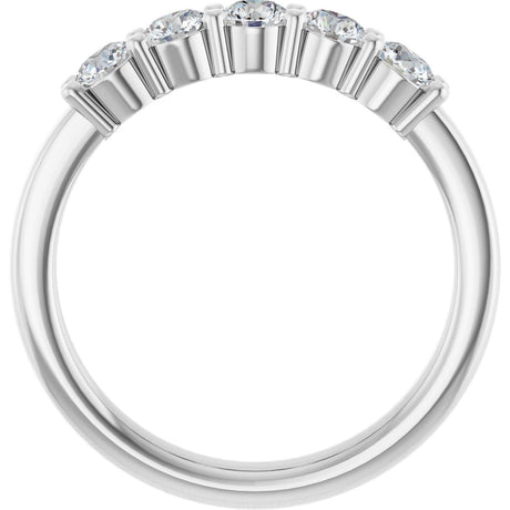 Platinum Round Natural Diamond Shared-Prong Five-Stone Anniversary Band – 3.2 mm Stones - view 2