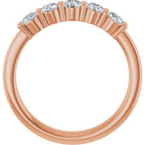 14K Gold Round Natural Diamond Shared-Prong Five-Stone Anniversary Band – 3.2 mm Stones - Rose Gold - view 2