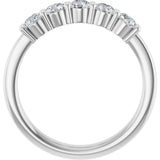 14K Gold Round Lab-Grown Diamond Shared-Prong Five-Stone Anniversary Band – 3.2 mm Stones - White Gold - view 2