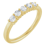 14K Gold Round Natural Diamond Shared-Prong Five-Stone Anniversary Band – 2.75 mm Stones - Yellow Gold