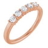 14K Gold Round Natural Diamond Shared-Prong Five-Stone Anniversary Band – 2.75 mm Stones - Rose Gold