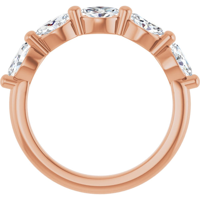 14K Gold Marquise Lab-Grown Diamond Shared-Prong Anniversary Band – 1 CTW - Rose Gold - view 2