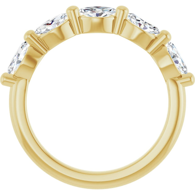 14K Gold Marquise Natural Diamond Shared-Prong Anniversary Band – 1 CTW - Yellow Gold - view 2