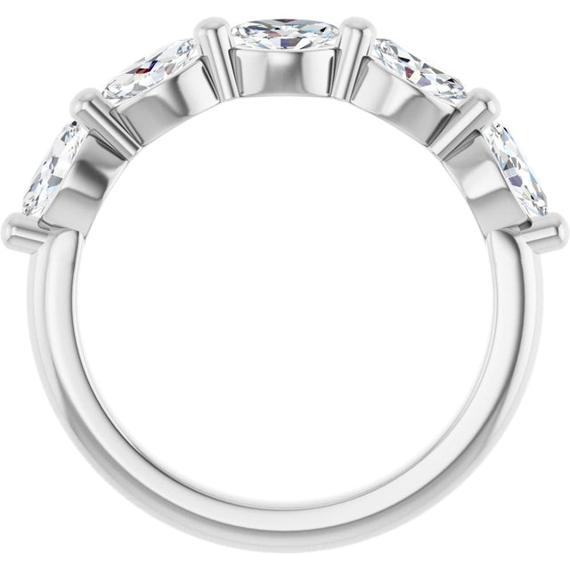 Platinum Marquise Lab-Grown Diamond Shared-Prong Anniversary Band – 1/4–1 CTW - view 2