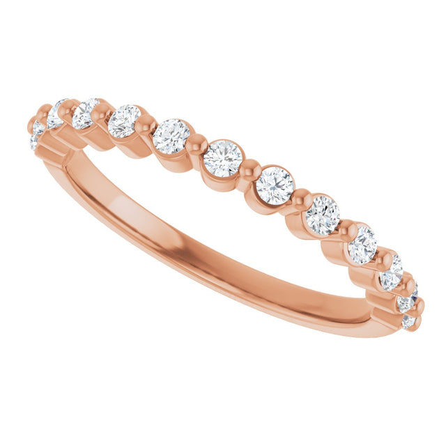 10K Gold Round Natural Diamond Shared-Prong Anniversary Band – 1/5–5/8 CTW - Rose Gold - view 5