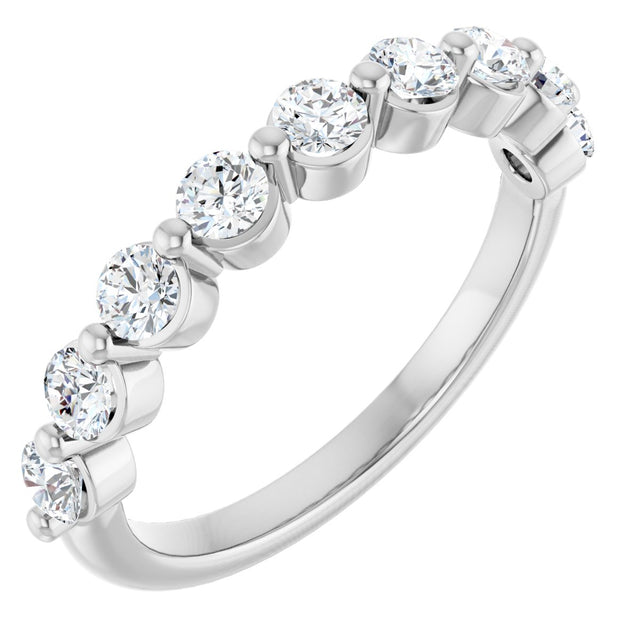Platinum Round Natural Diamond Shared-Prong Anniversary Band – 1/5–1 3/4 CTW