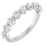 14K Gold Round Natural Diamond Shared-Prong Anniversary Band – 1/5–9/10 CTW - White Gold