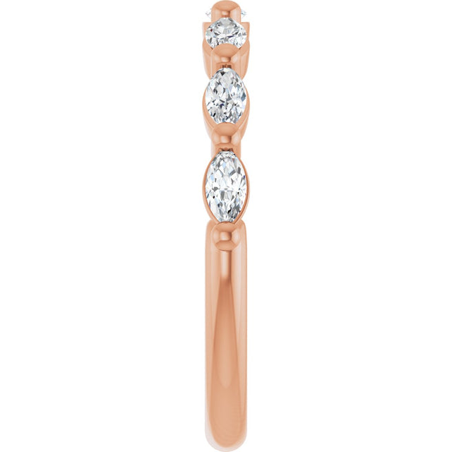 14K Gold Marquise Lab-Grown Diamond Shared-Prong Anniversary Band – 1/4–3/4 CTW - Rose Gold - view 4