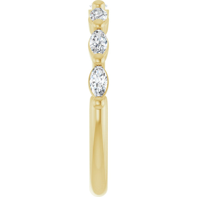 14K Gold Marquise Lab-Grown Diamond Shared-Prong Anniversary Band – 1/4–3/4 CTW - Yellow Gold - view 4