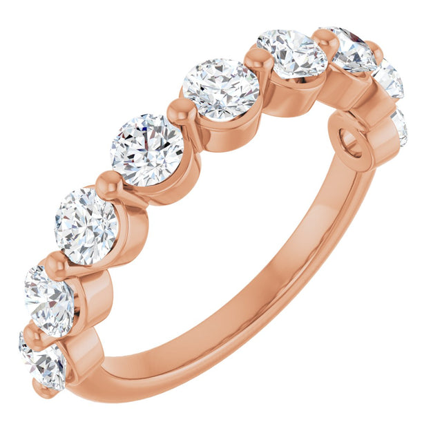 10K Gold Round Lab-Grown Diamond Shared-Prong Anniversary Band – 9/10–1 1/3 CTW - Rose Gold