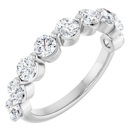 10K Gold Round Natural Diamond Shared-Prong Anniversary Band – 3/4–1 1/2 CTW - White Gold