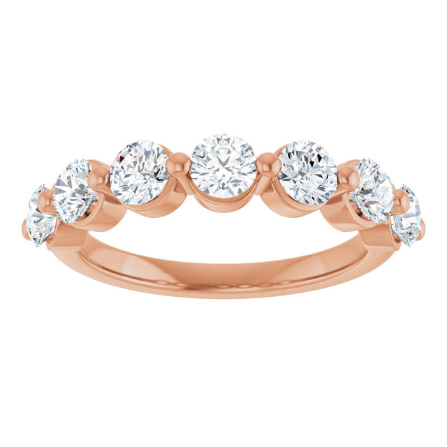 10K Gold Round Lab-Grown Diamond Shared-Prong Anniversary Band – 9/10–1 1/3 CTW - Rose Gold - view 3