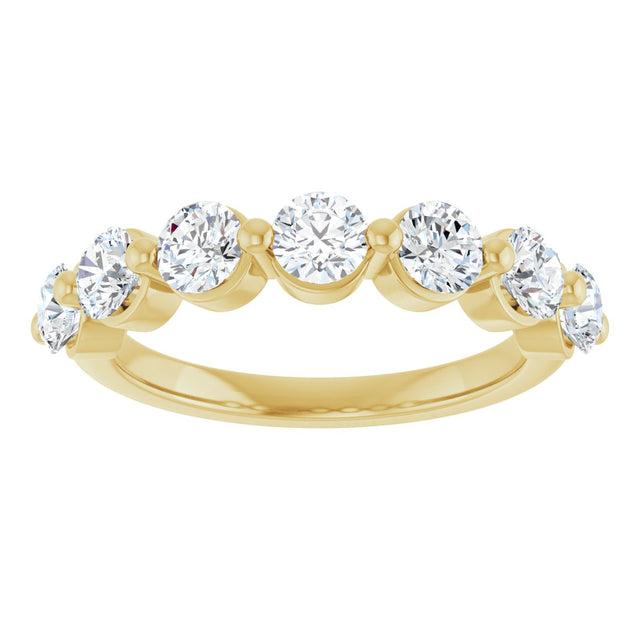 10K Gold Round Natural Diamond Shared-Prong Anniversary Band – 3/4–1 1/2 CTW - Yellow Gold - view 3