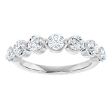 10K Gold Round Natural Diamond Shared-Prong Anniversary Band – 3/4–1 1/2 CTW - White Gold - view 3