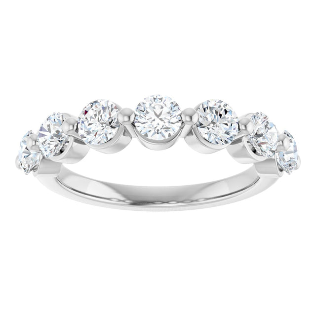 10K Gold Round Natural Diamond Shared-Prong Anniversary Band – 3/4–1 1/2 CTW - White Gold - view 3