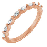 14K Gold Marquise Natural Diamond Shared-Prong Anniversary Band – 1/4–9/10 CTW - Rose Gold