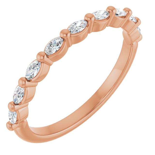14K Gold Marquise Lab-Grown Diamond Shared-Prong Anniversary Band – 1/4–3/4 CTW - Rose Gold