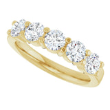 14K Gold Round Lab-Grown Diamond Shared-Prong Five-Stone Anniversary Band – 4.1 mm Stones - Yellow Gold - view 5