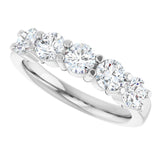 14K Gold Round Lab-Grown Diamond Shared-Prong Five-Stone Anniversary Band – 4.1 mm Stones - White Gold - view 5