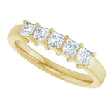 14K Gold Square Lab-Grown Diamond Shared-Prong Five-Stone Anniversary Band – 1/2–1 3/8 CTW - Yellow Gold - view 5