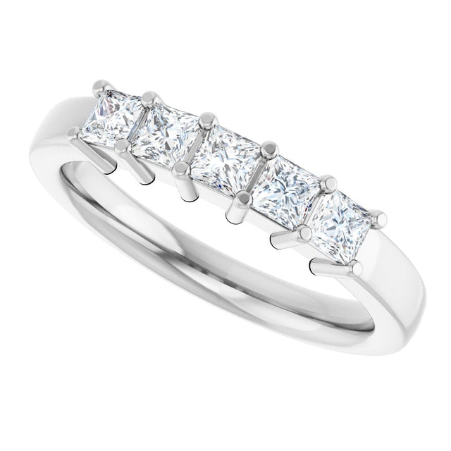 Platinum Square Lab-Grown Diamond Shared-Prong Five-Stone Anniversary Band – 1/2–1 3/8 CTW - view 5
