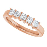 14K Gold Square Lab-Grown Diamond Shared-Prong Five-Stone Anniversary Band – 1/2–1 3/8 CTW - Rose Gold - view 5