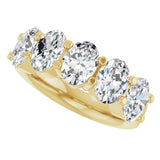 14K Gold Oval Lab-Grown Diamond Shared-Prong Five-Stone Anniversary Band – 7x5 mm Stones - Yellow Gold - view 5