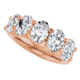 14K Gold Oval Lab-Grown Diamond Shared-Prong Five-Stone Anniversary Band – 7x5 mm Stones - Rose Gold - view 5
