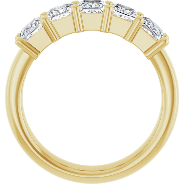 14K Gold Square Lab-Grown Diamond Shared-Prong Five-Stone Anniversary Band – 1/2–1 3/8 CTW - Yellow Gold - view 2