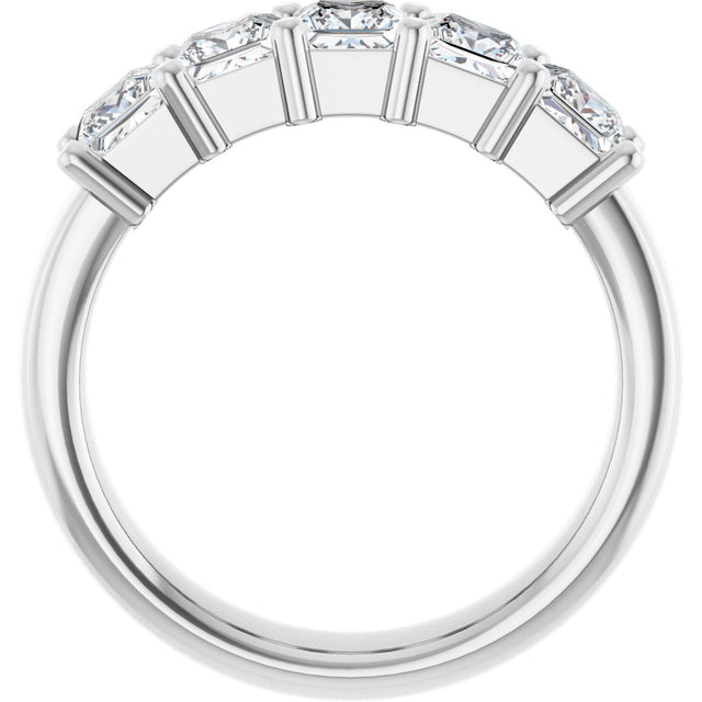 14K Gold Square Lab-Grown Diamond Shared-Prong Five-Stone Anniversary Band – 1/2–1 3/8 CTW - White Gold - view 2