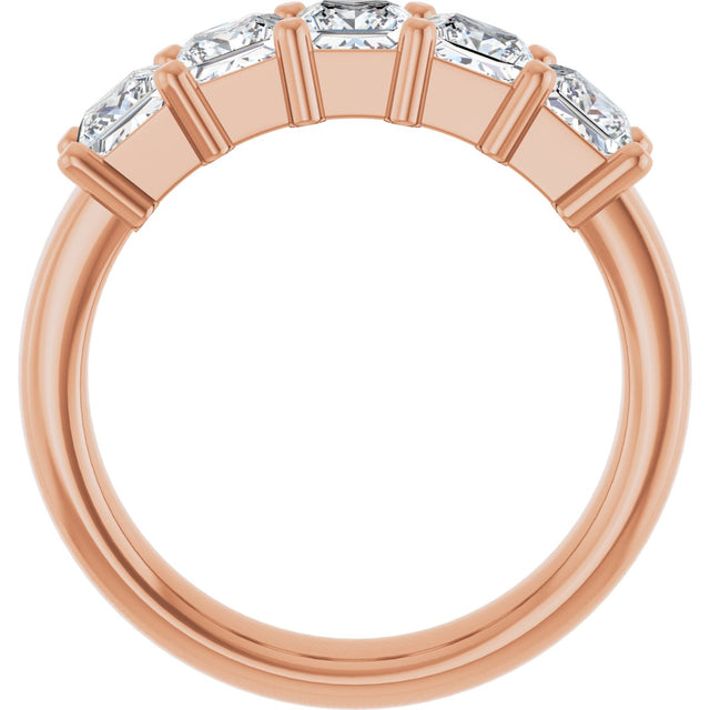 14K Gold Square Lab-Grown Diamond Shared-Prong Five-Stone Anniversary Band – 1/2–1 3/8 CTW - Rose Gold - view 2